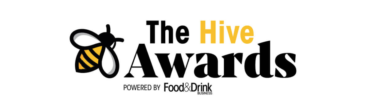 An illustration of a bee with the Hive Awards Logo